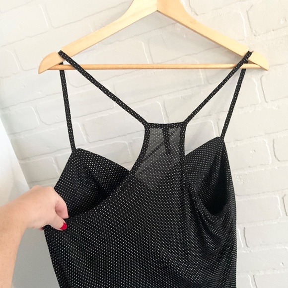 Vintage Y2K Babydoll tank top racer back Metallic polka dot Dark Fairy Grunge XL - Picture 7 of 11